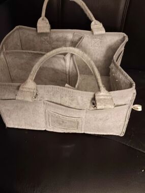 Neutral Felt Tote Organizer - Light Gray